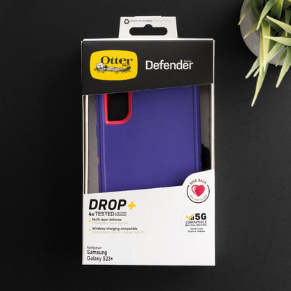 estuche proteccion otterbox defender samsung s23 plus color morado / rosado