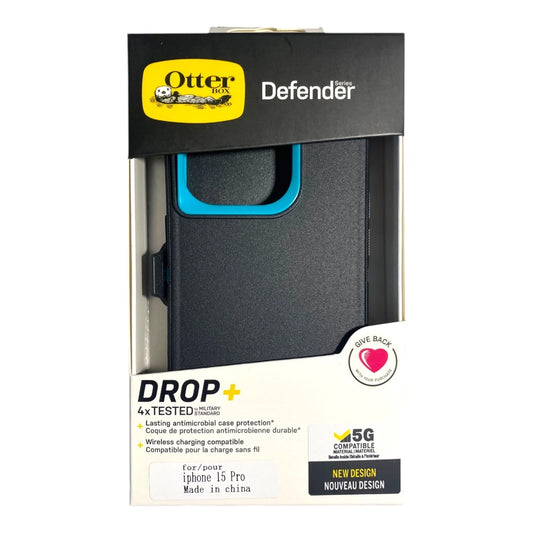Estuche otterbox defender con clip color negro / menta modelo  iphone 15 pro
