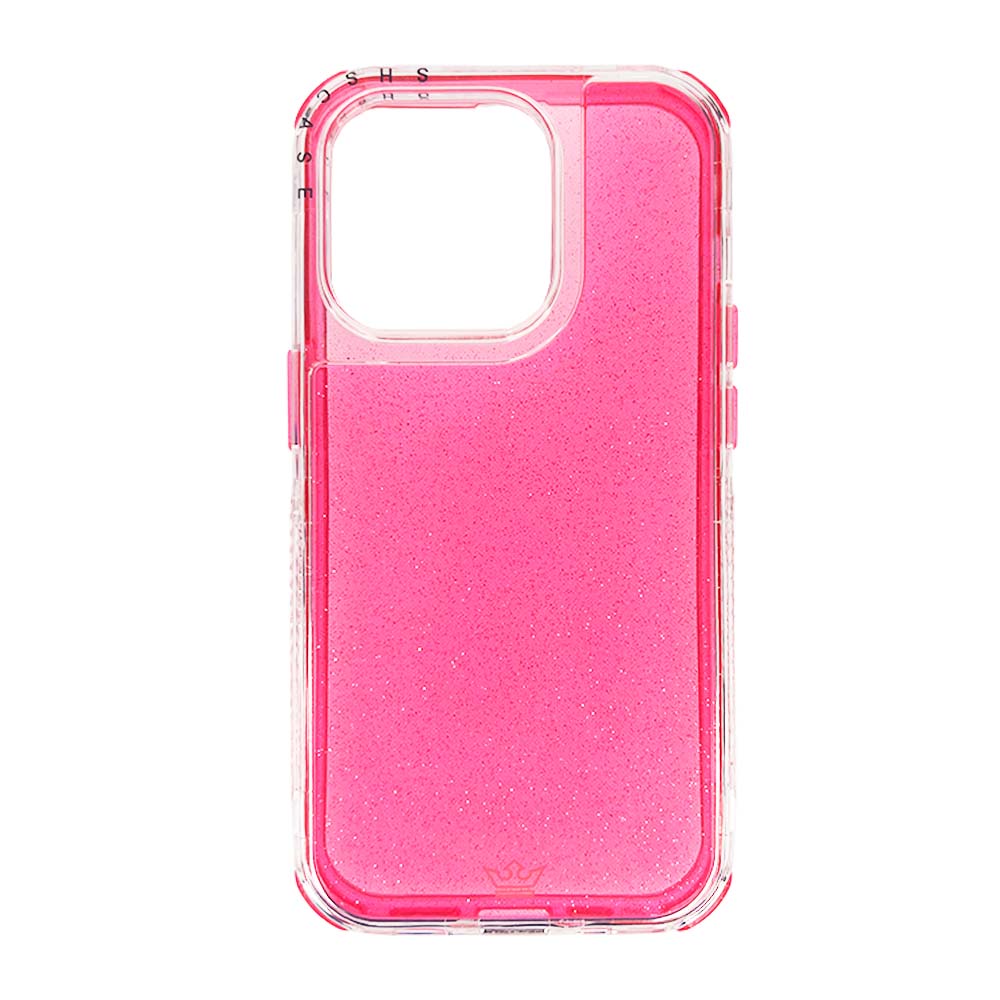 Glitter king case for iPhone 14 pro max defender in fuchsia color