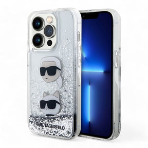 Estuche karl lagerfeld hard case iphone 15 pro pc/tpu white liquid glitter color transparente