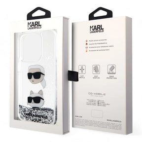 Estuche karl lagerfeld hard case iphone 15 pro pc/tpu white liquid glitter color transparente