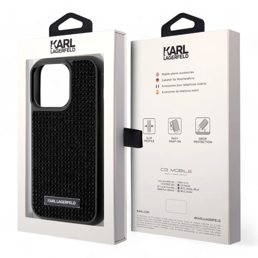 Estuche karl lagerfeld hard case iphone 15 pro  - pc/tpu compatible case with card holder black color negro