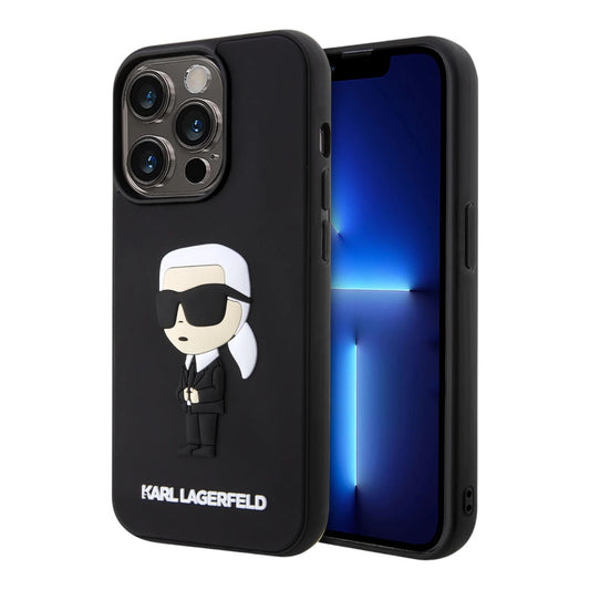 Estuche karl lagerfeld hard case iphone 15 pro - rubber black hard case 3d ikonik nft color negro DIGITALSHOP