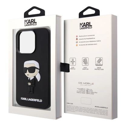 Estuche karl lagerfeld hard case iphone 15 pro - rubber black hard case 3d ikonik nft color negro