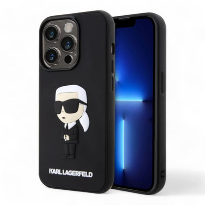 Estuche karl lagerfeld hard case iphone 15 pro max - rubber black hard case 3d ikonik nft color negro