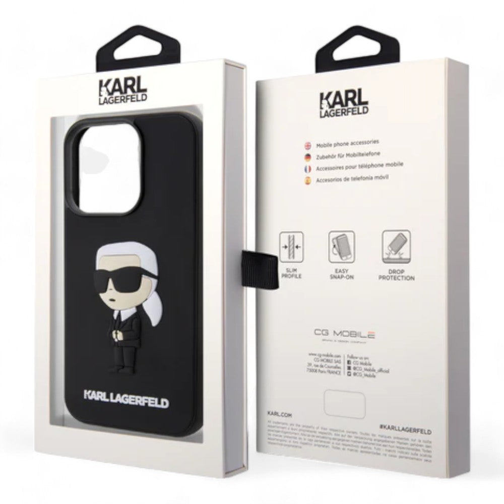 Estuche karl lagerfeld hard case iphone 15 pro max - rubber black hard case 3d ikonik nft color negro