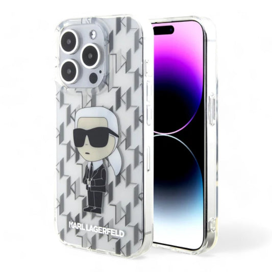 Estuche karl lagerfeld hard case iphone 15 pro pc/tpu clear hard case iml ikonik monogram color transparente DIGITALSHOP