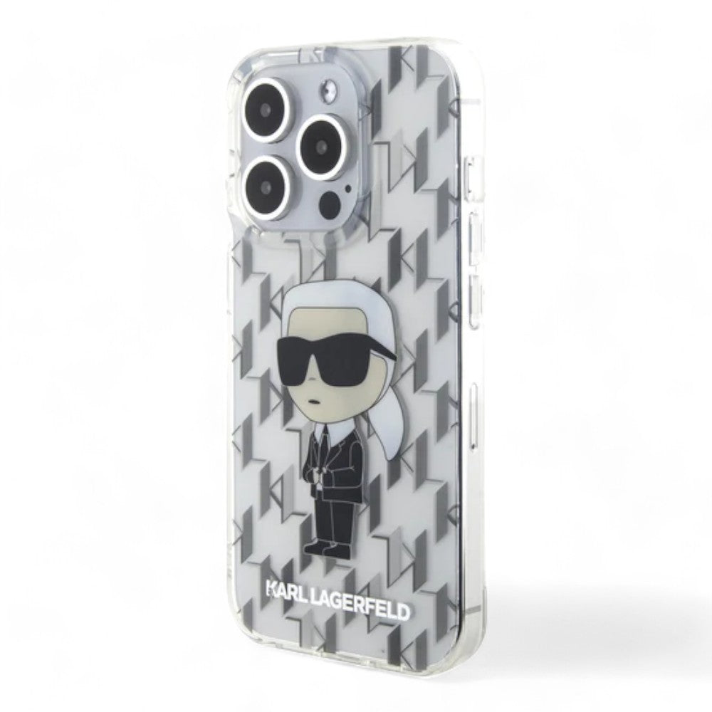 Karl Lagerfeld hard case iphone 15 pro pc/tpu clear hard case iml ikonik monogram transparent color