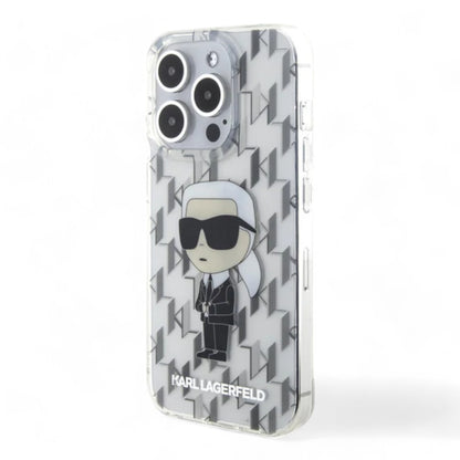 Karl Lagerfeld hard case iphone 15 pro pc/tpu clear hard case iml ikonik monogram transparent color