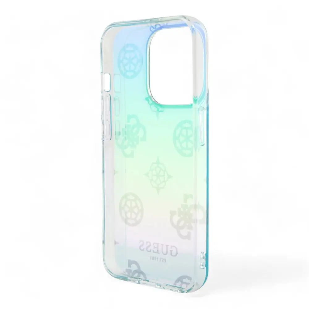 Estuche guess hard case iphone 15 pro  - pc/tpu turquoise pc tpu iridescent hard case glitter pattern peony cordstrap color aqua DIGITALSHOP