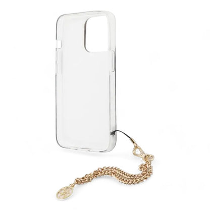 Estuche guess hard case iphone 13 pro hard case leopard print leopard print and stripe with charm chain color multicolor