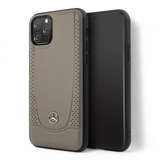 Estuche mercedes-benz hard case iphone 11 - real leather taupe perforated urban collection color beige DIGITALSHOP