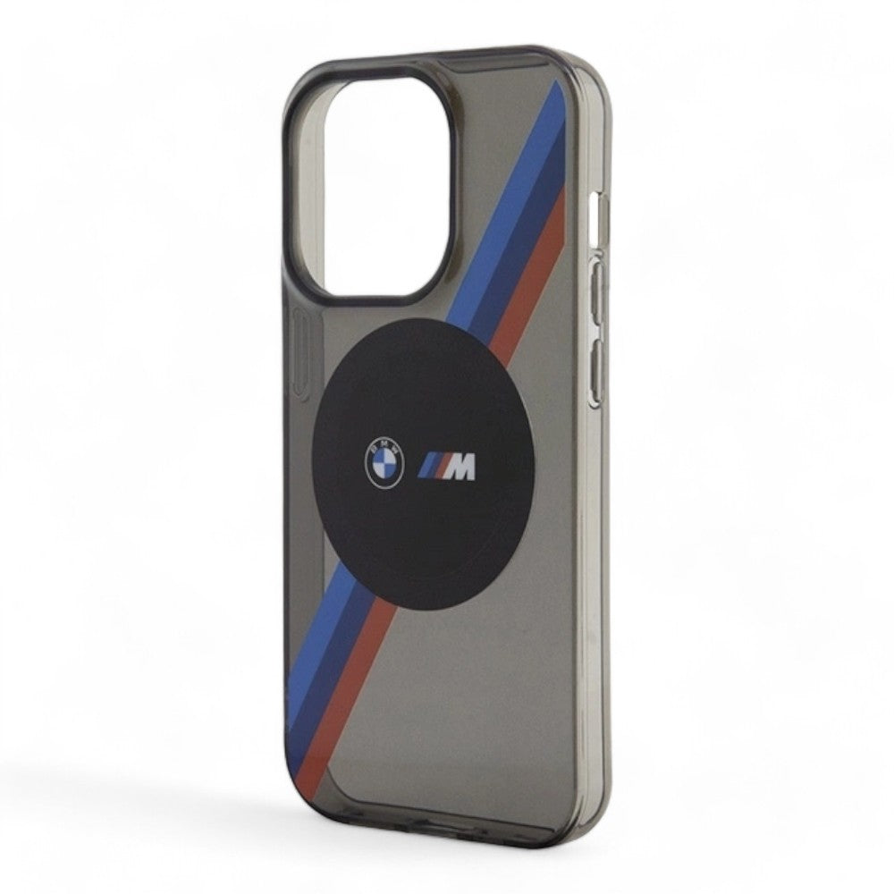 Estuche bmw hard case iphone 14 pro  magsafe compatible grey tricolor stripes m logo  color gris