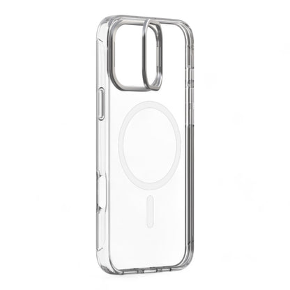 Estuche devia magsafe iphone 16 pro snow crystal series magnetic shockproof case with bracket color transparente