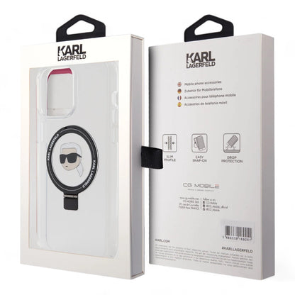 Estuche karl lagerfeld magsafe iphone 15 pro - pc/tpu white hard case magsafe ringstand  color transparente