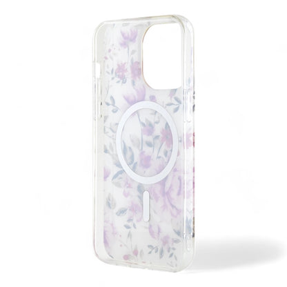 Estuche guess magsafe iphone 15 pro  - pc/tpu purple hard case magsafe iml golden marble color morado