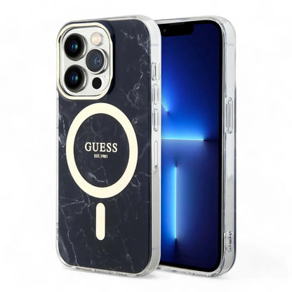 Estuche guess magsafe iphone 15 pro - pc/tpu black hard case magsafe iml marble  color negro DIGITALSHOP