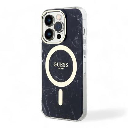 Estuche guess magsafe iphone 15 pro - pc/tpu black hard case magsafe iml marble  color negro DIGITALSHOP