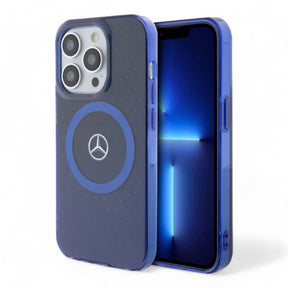 Estuche mercedes-benz magsafe iphone 15 pro pc/tpu blue double layer mafsafe compatible case star pattern  color azul