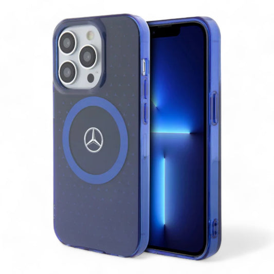 Mercedes-Benz magsafe case iphone 15 pro pc/tpu blue double layer mafsafe compatible case star pattern color blue