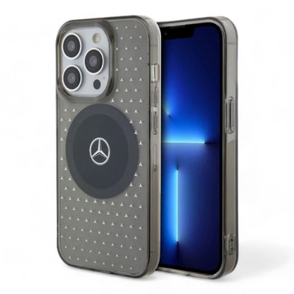 Case mercedes-benz magsafe iphone 15 pro max pc/tpu black transparent mafsafe compatible case star pattern color black