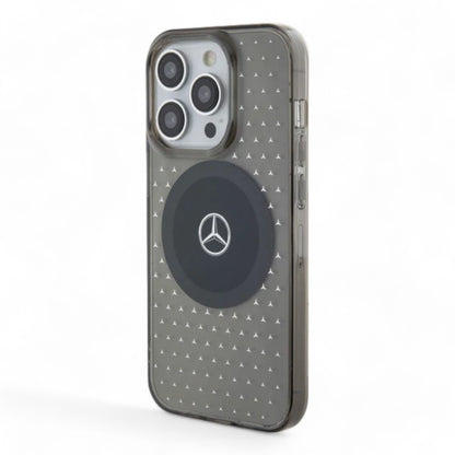 Estuche mercedes-benz magsafe iphone 15 pro max pc/tpu black transparent mafsafe compatible case star pattern color negro