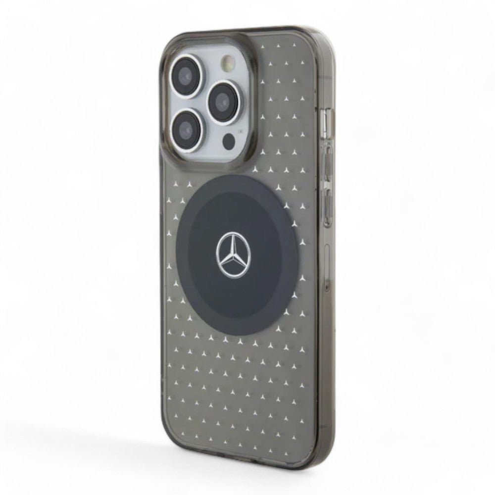 Case mercedes-benz magsafe iphone 15 pro max pc/tpu black transparent mafsafe compatible case star pattern color black