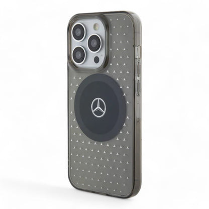 Case mercedes-benz magsafe iphone 15 pro max pc/tpu black transparent mafsafe compatible case star pattern color black