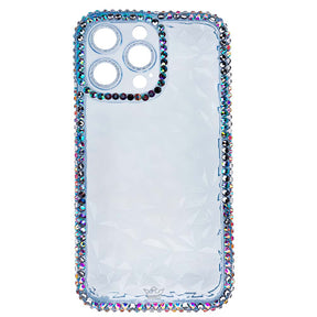 Estuche El Rey Marco Iphone 12 Pro Max Diamantes Transparente Color Celeste