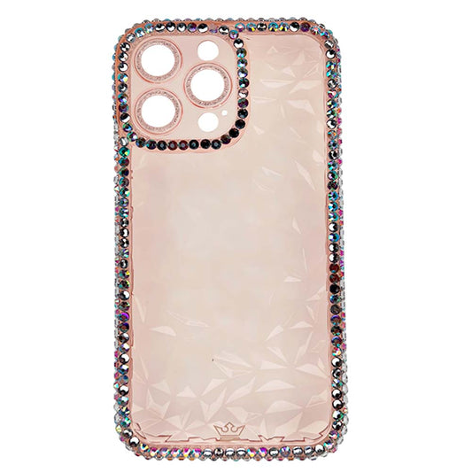 Case the king frame iphone 12 pro max diamonds transparent pink color