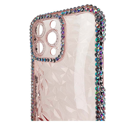 Case the king frame iphone 12 pro max diamonds transparent pink color