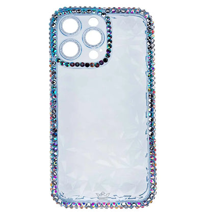 Estuche el rey marco iphone 13 pro max diamante transparente color celeste DIGITALSHOP