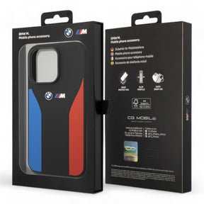 Estuche bmw silicon iphone 14 pro max silicone black m collection case tricolor printed and logo color negro