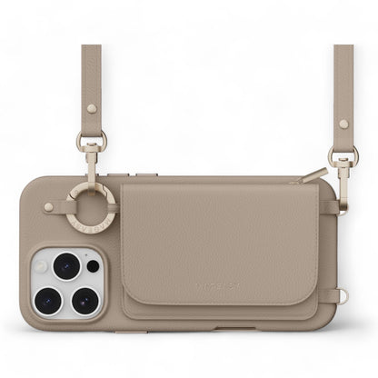Switcheasy wallet iphone 16 pro pouch m wallet phone case with stand camel brown coffee color