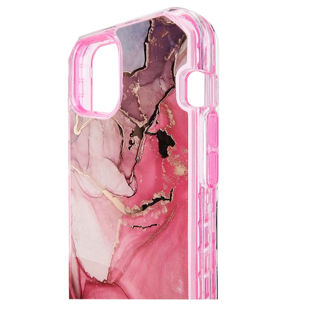 Estuche el rey marble iphone 13 pro max defender color fucsia