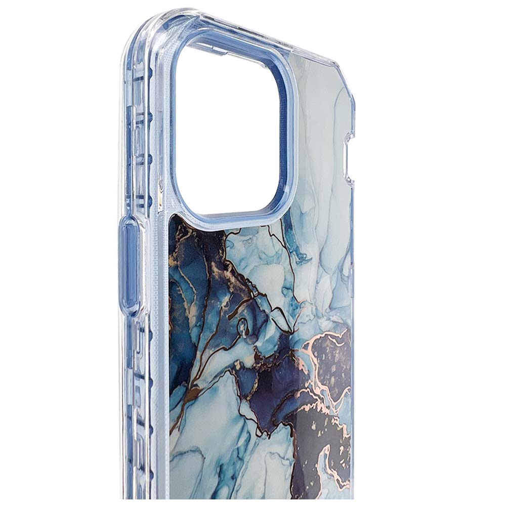 Marble king case for iPhone 14 Pro Max Defender Blue