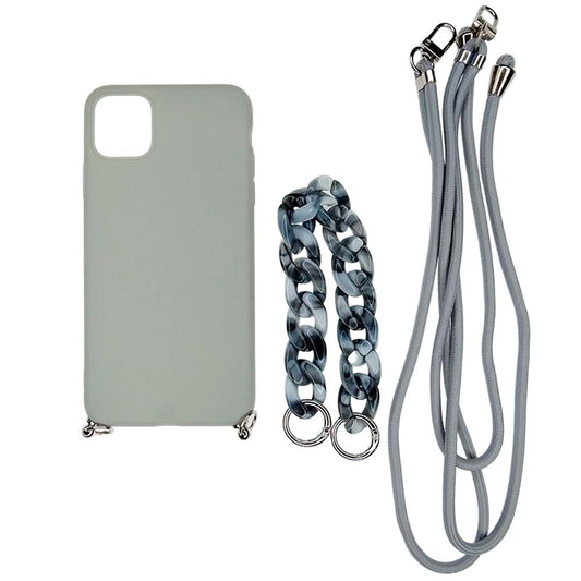 Estuche el rey strap iphone 11 pro max strap de mano + strap hombro color gris claro