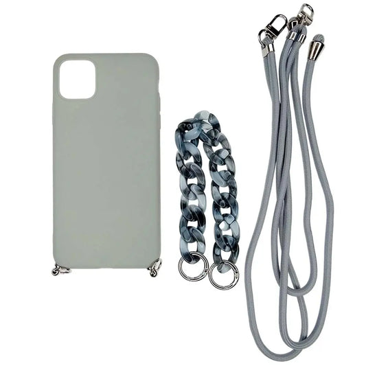 Estuche El Rey Strap Iphone 11 Pro Max Strap De Mano + Strap Hombro Color Gris Claro DIGITALSHOP