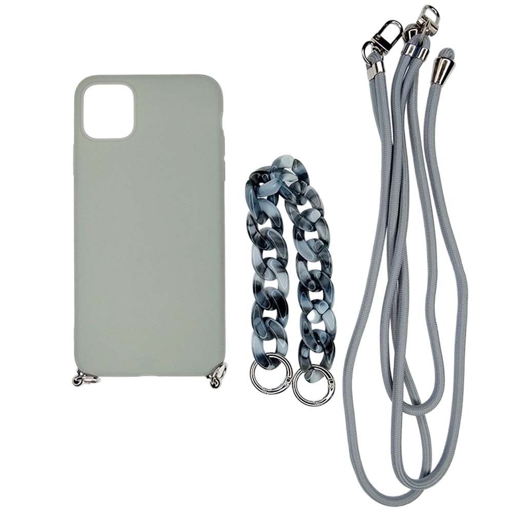 Estuche El Rey Strap Iphone 12 Pro Strap De Mano + Strap Hombro Color Gris DIGITALSHOP