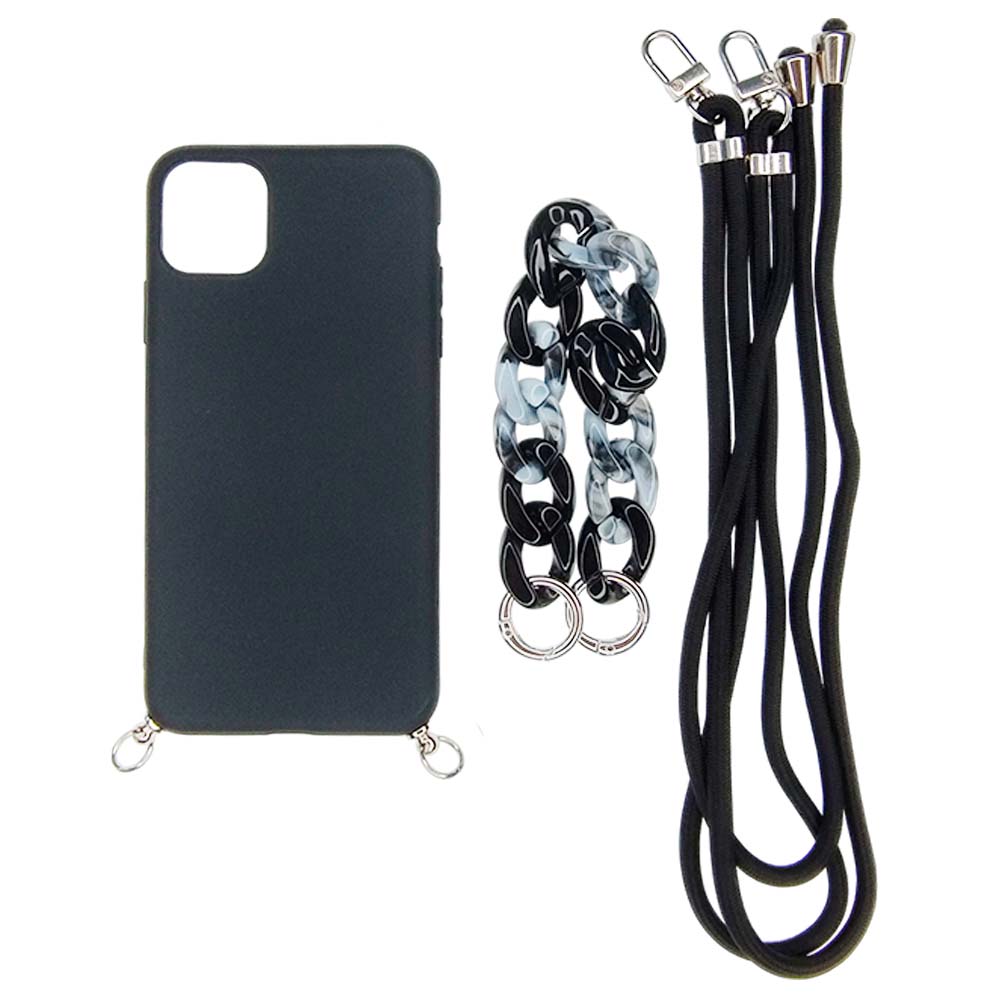 Estuche el rey strap iphone 11 strap de mano + strap hombro color negro
