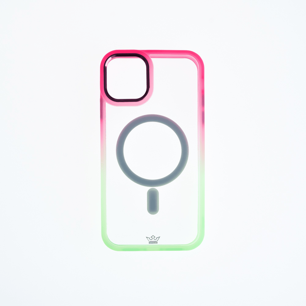Estuche magsafe el rey degrade borde y magsafe apple iphone 14 pro max color rosado / verde