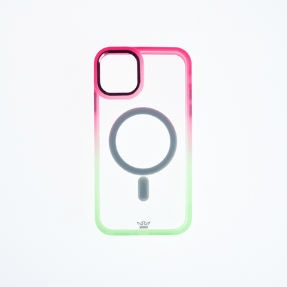 Estuche magsafe el rey degrade borde y magsafe apple iphone 14 pro max color rosado / verde