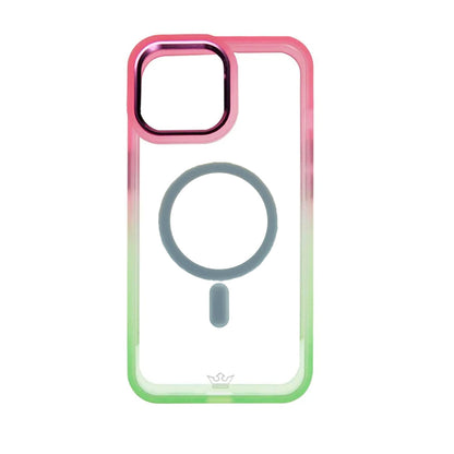 Estuche magsafe el rey degrade borde y magsafe apple iphone 14 pro max color rosado / verde