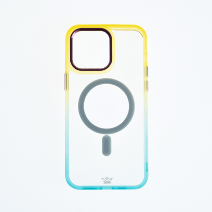 Estuche magsafe el rey degrade borde y magsafe apple iphone 14 pro max color amarillo / menta