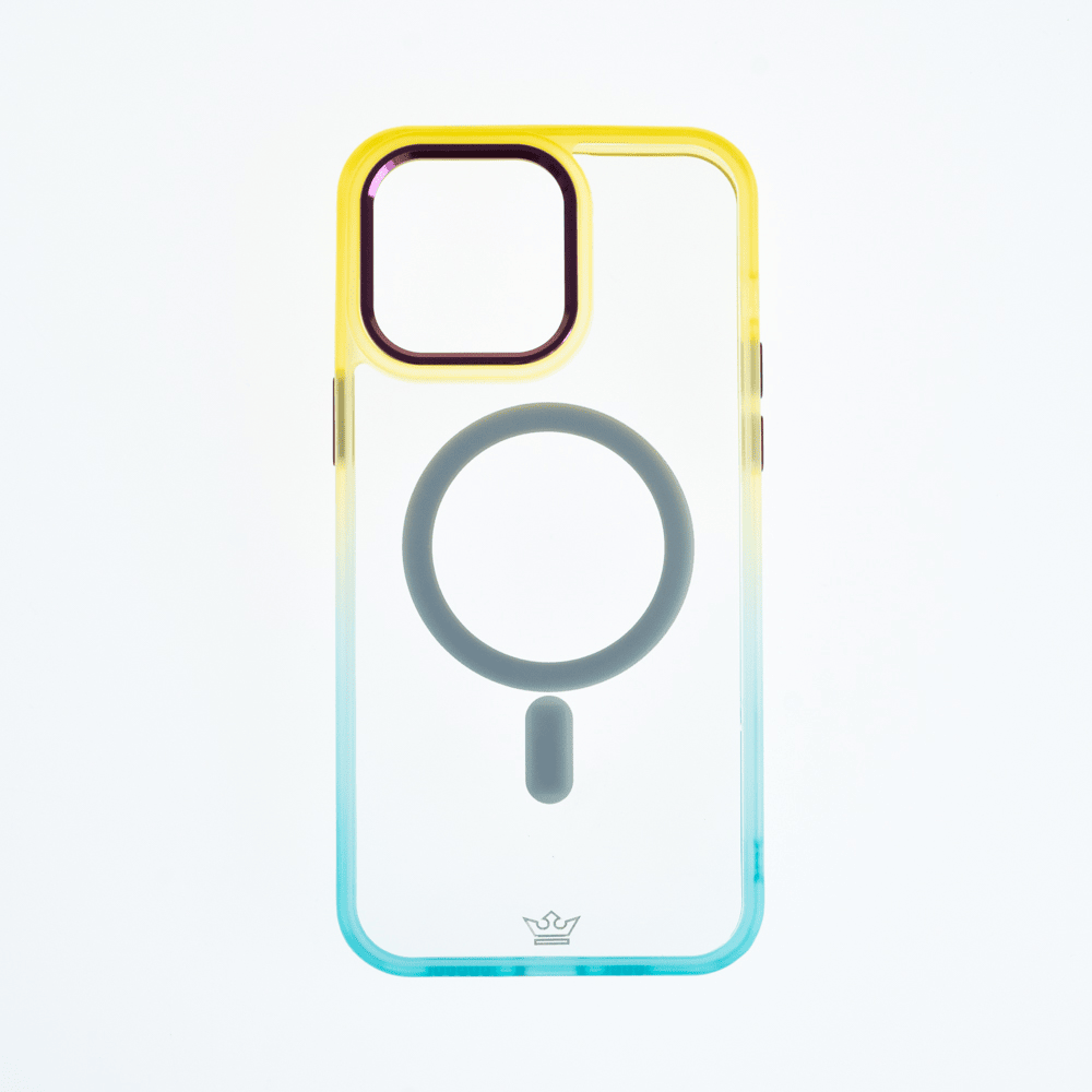 Estuche magsafe el rey degrade borde y magsafe apple iphone 14 pro max color amarillo / menta