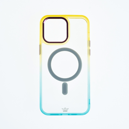 Estuche magsafe el rey degrade borde y magsafe apple iphone 14 pro max color amarillo / menta