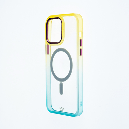Estuche magsafe el rey degrade borde y magsafe apple iphone 14 pro max color amarillo / menta