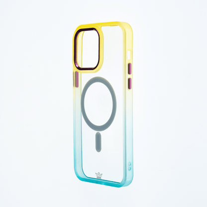 Estuche magsafe el rey degrade borde y magsafe apple iphone 14 pro max color amarillo / menta