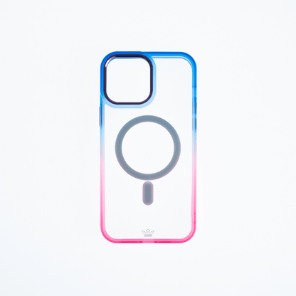 Estuche magsafe el rey degrade borde y magsafe apple iphone 14 pro color azul / rosado
