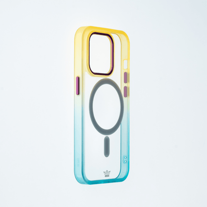 Estuche magsafe el rey degrade borde y magsafe apple iphone 14 pro color amarillo / turquesa